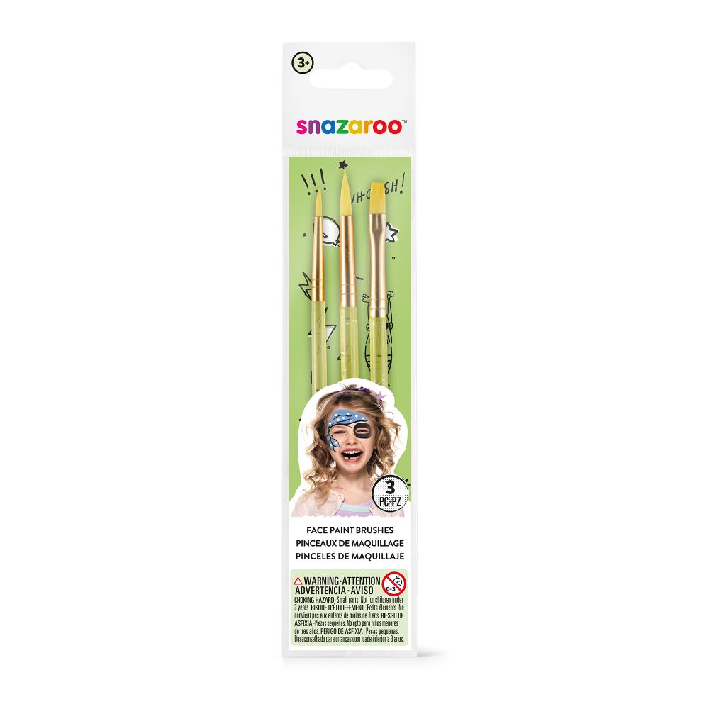 Snazaroo Green Starter Brushes - Set of 3 - Universal