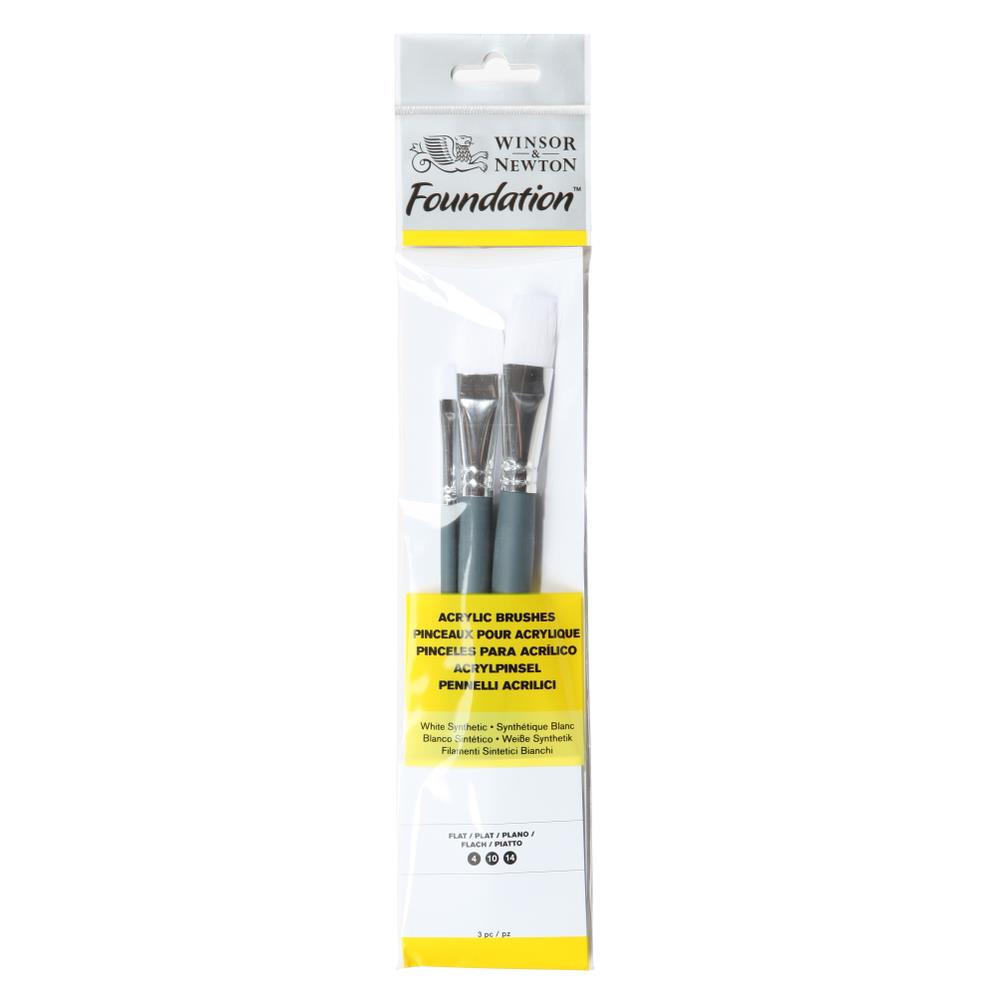 Winsor & Newton Foundation Acrylic Brush - Short Handle - 3 Pack