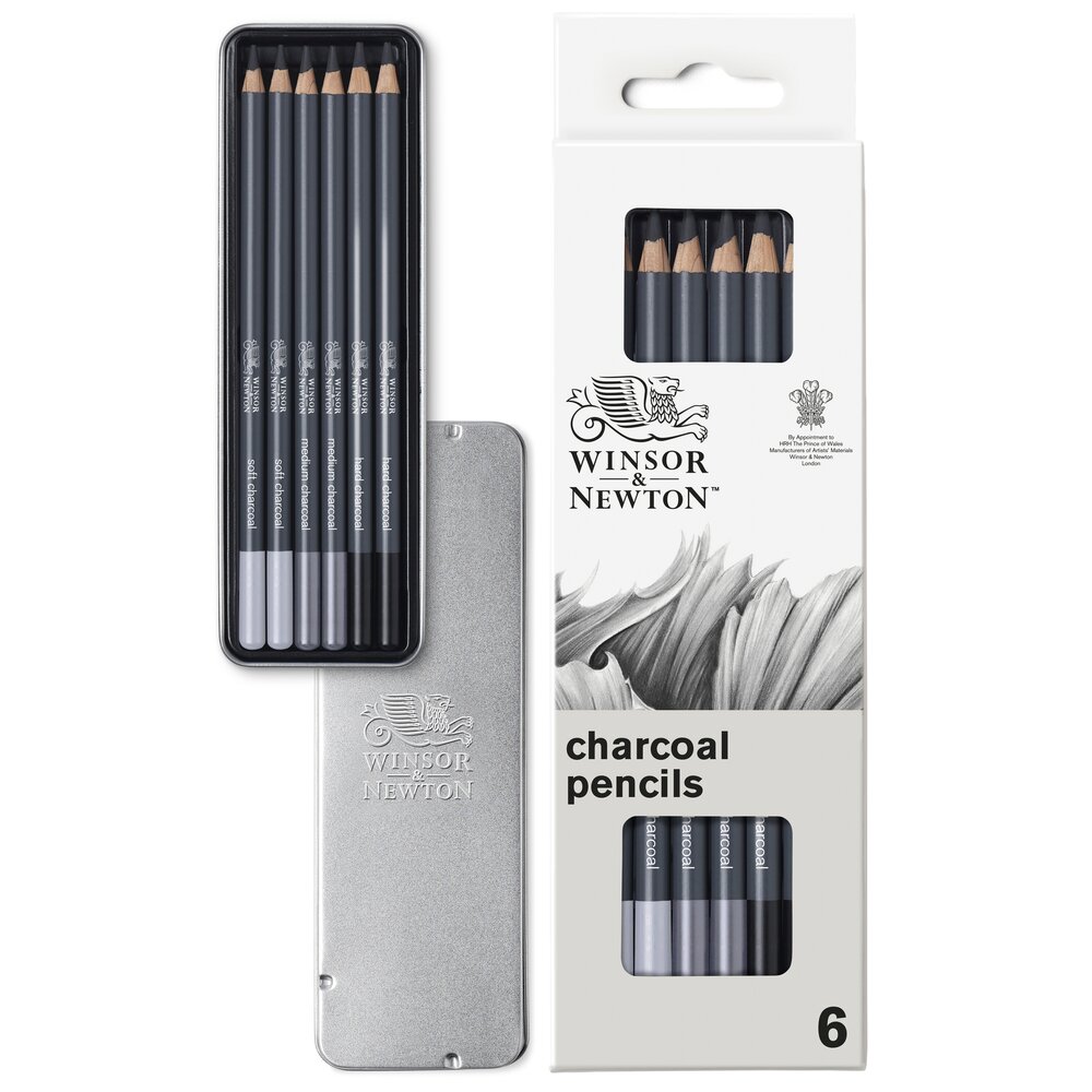 Winsor & Newton Studio Collection Charcoal Pencil x6 Assorted