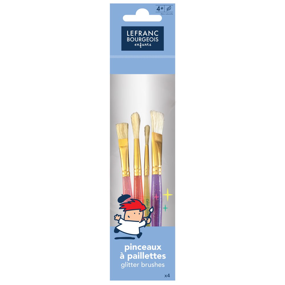 Lefranc Bourgeois Kids Glitter Brush Set x4 - No10/12/14/18 