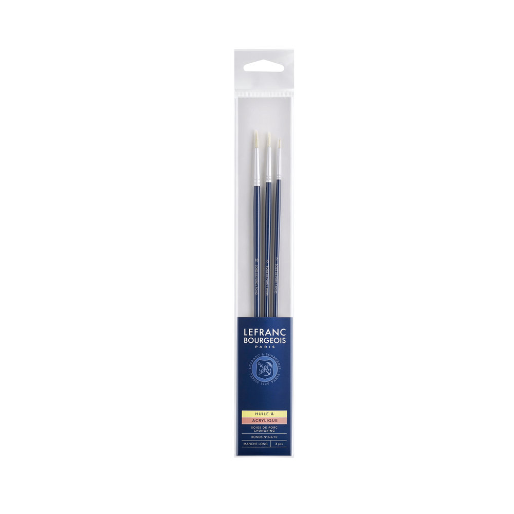 Lefranc Bourgeois Fine Oil Hog Brush Set - Round Long No2/6/10 