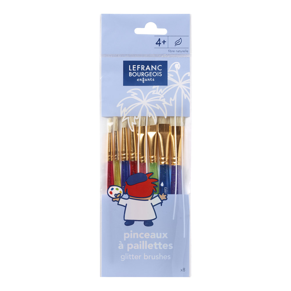 Lefranc Bourgeois Kids Glitter Brush Set x8 