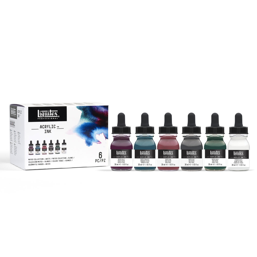 Liquitex Professional Acrylic Ink Set- 6X30ml - Muted Collection + White