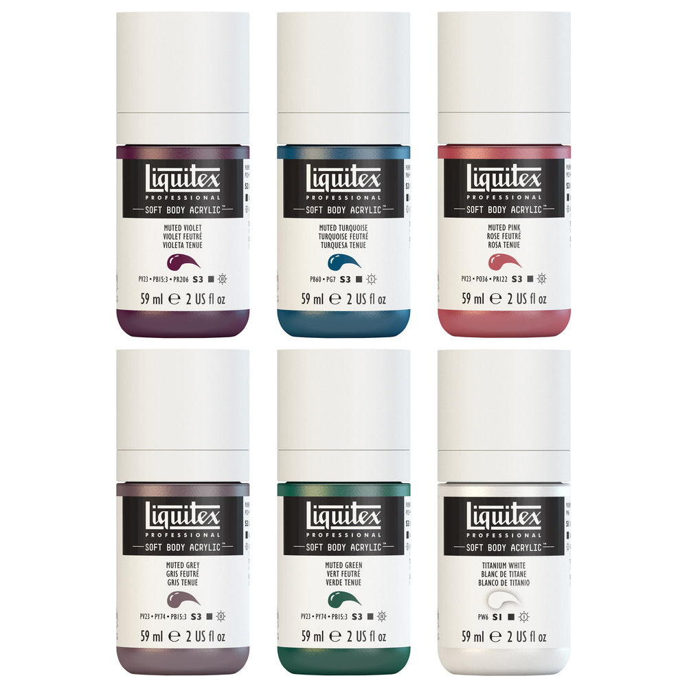 Liquitex Professional Soft Body Acrylic Set - 6x59ml - Muted Collection + White