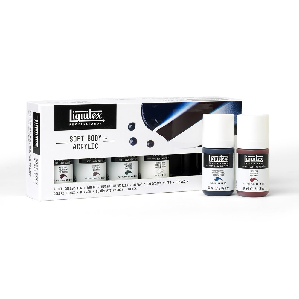Liquitex Professional Soft Body Acrylic Set - 6x59ml - Muted Collection + White