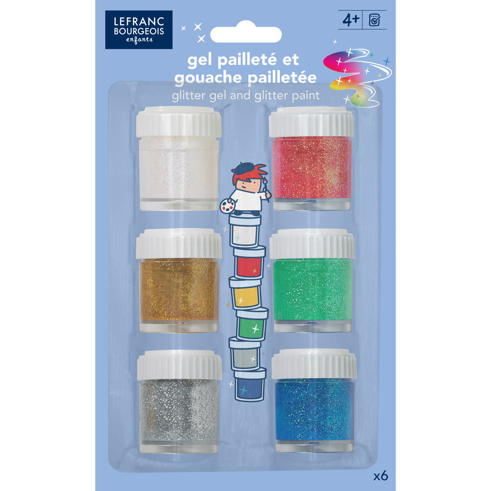 Lefranc Bourgeois Kids Glitter Paint Set - 6x22ml