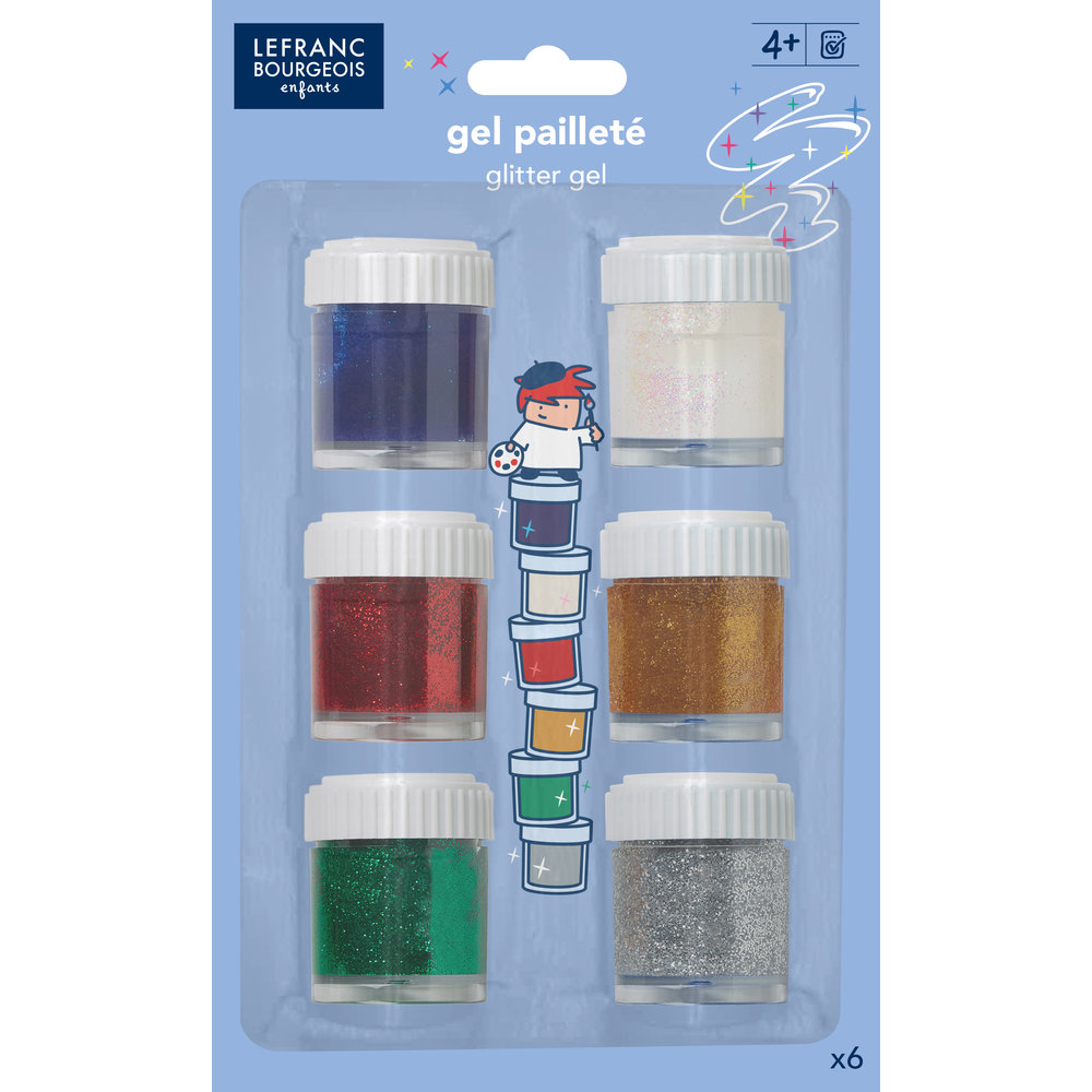 Lefranc Bourgeois Kids Glitter Paint Set - 6x22ml