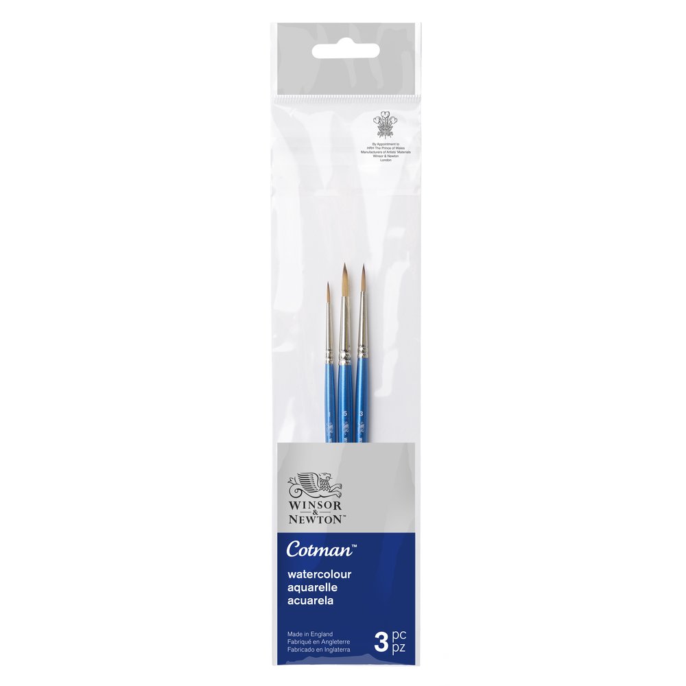 Winsor & Newton Cotman Brush Short Handle Pack of 3 - V1