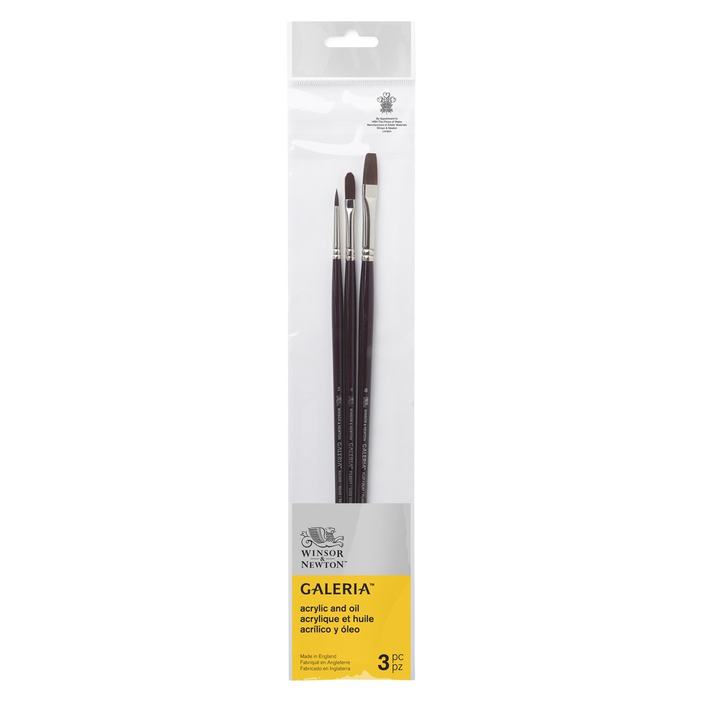 Winsor & Newton Galeria Brush Long Handle Pack of 3 - Set 3