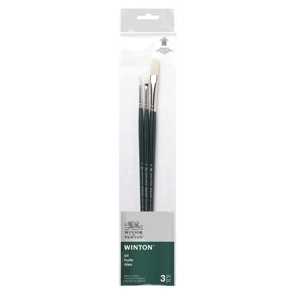 Winsor & Newton Winton Brush Long Handle Pack of 3 - Set 2