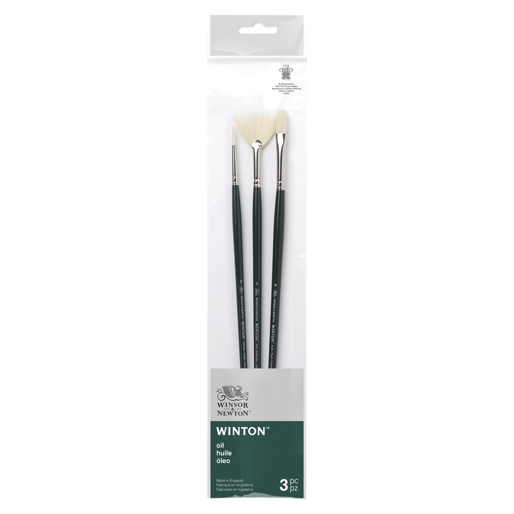 Winsor & Newton Winton Brush Long Handle Pack of 3 - Set 3