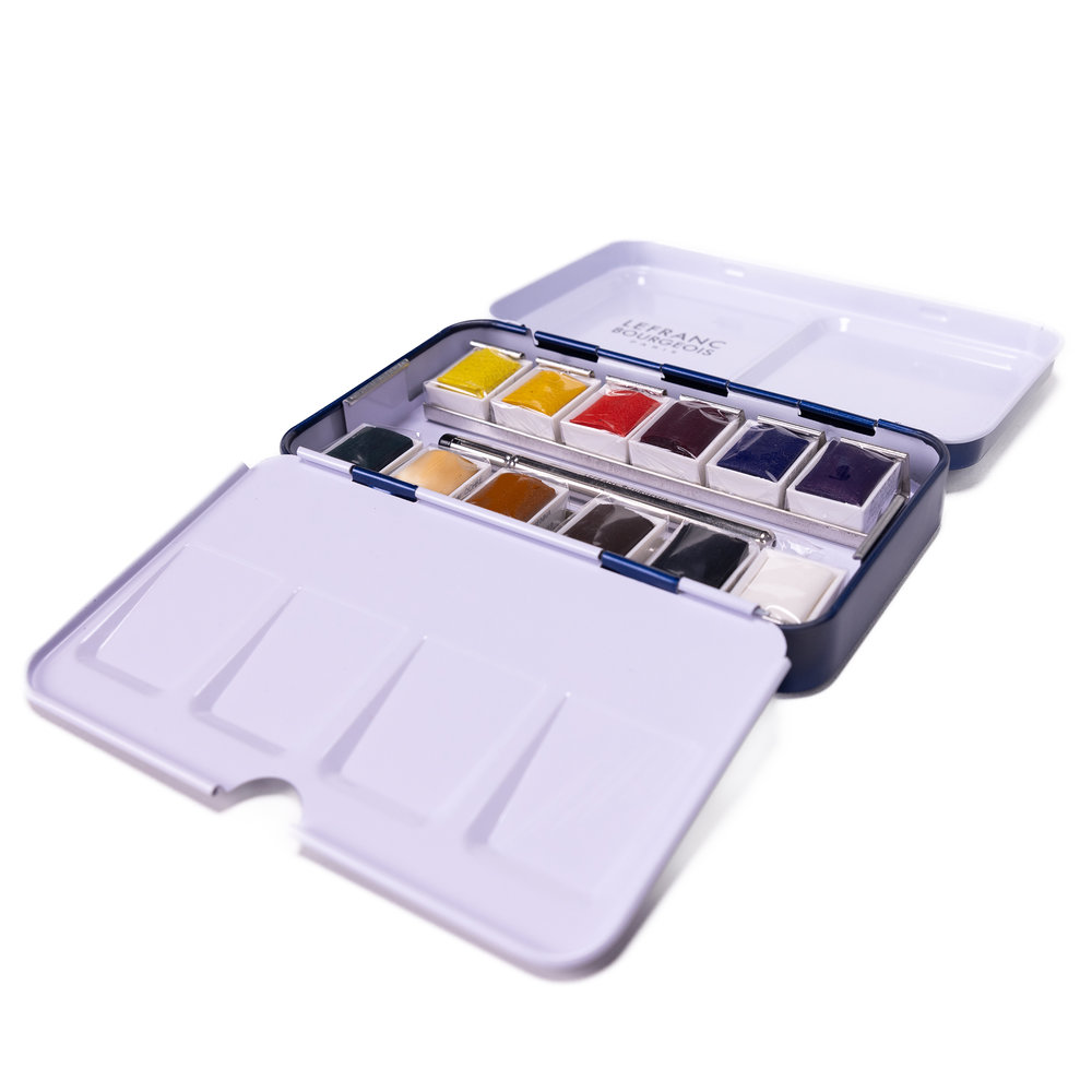 Lefranc Bourgeois Fine Watercolour Set Of 12 Half Pan