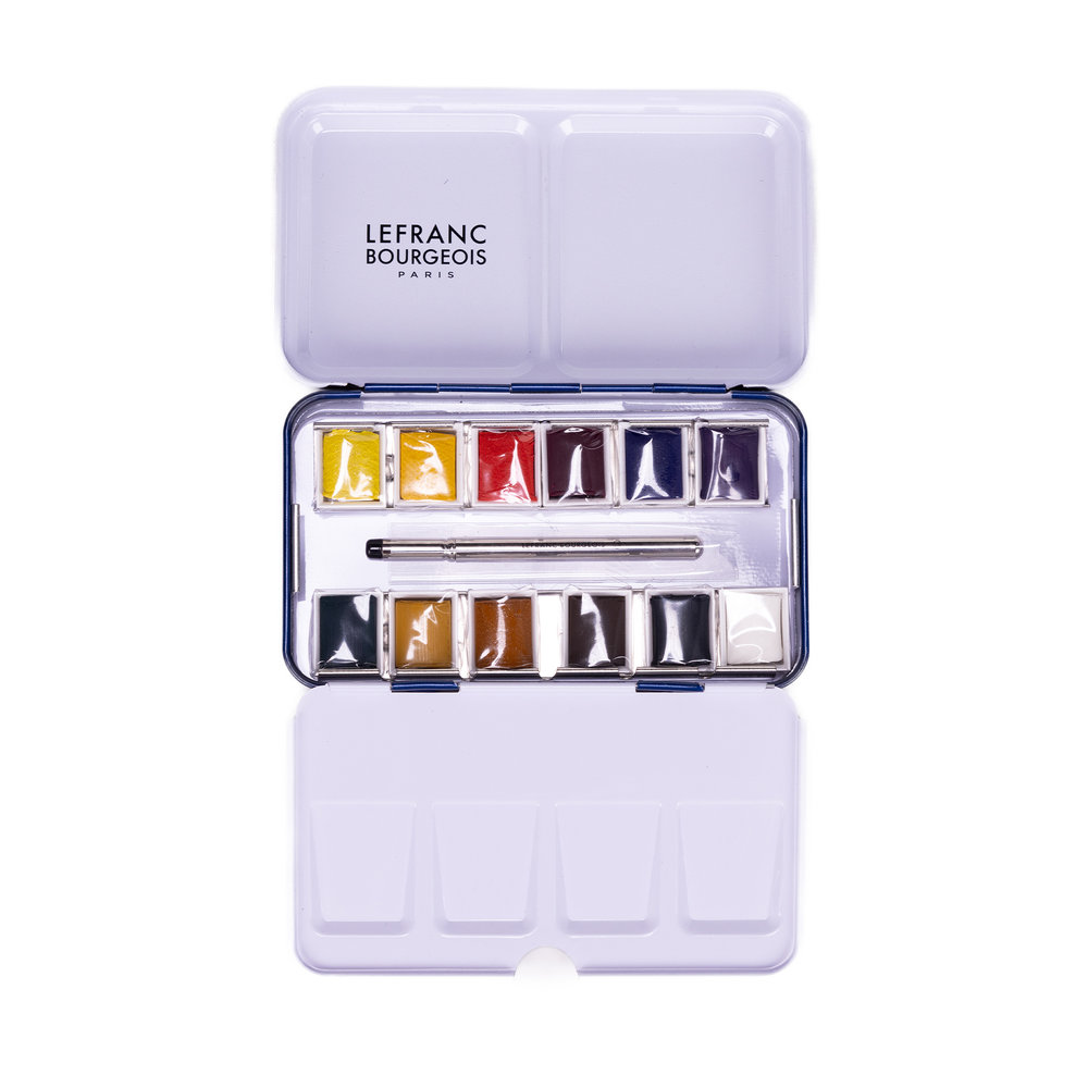 Lefranc Bourgeois Fine Watercolour Set Of 12 Half Pan