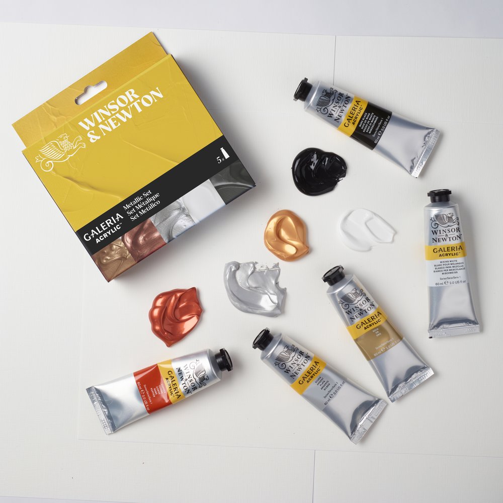 Winsor & Newton Galeria Acrylic Colour 5x60ml Tubes Metallic Set