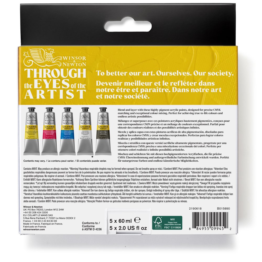 Winsor & Newton Galeria Acrylic Colour 5x60ml Tubes Process Set