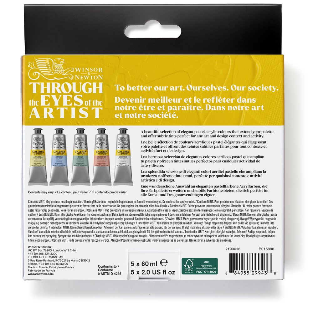 Winsor & Newton Galeria Acrylic Colour 5x60ml Tubes Pastel Set