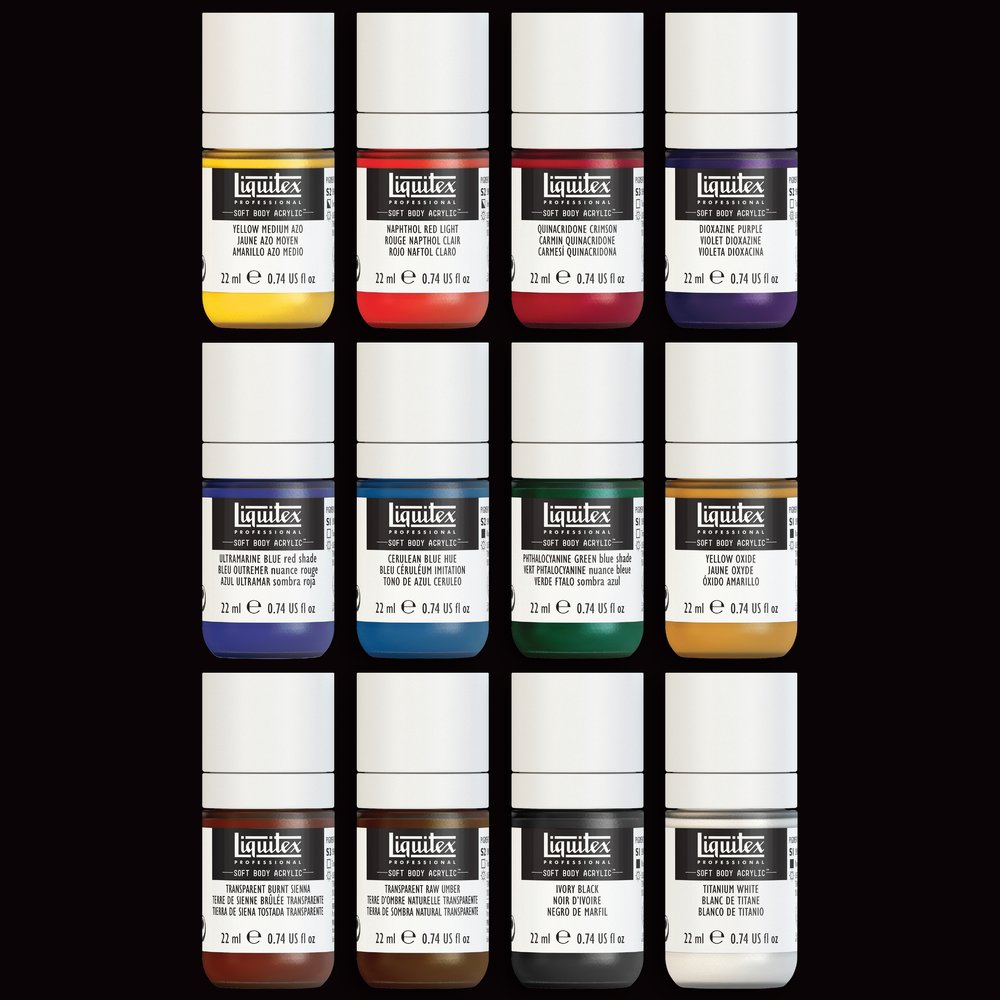 Liquitex Professional Soft Body Acrylic Set - 12x22ml - Essentials