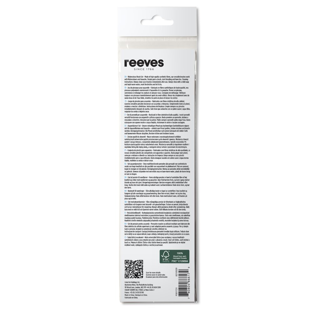 reeves Synthetic Acrylic Brush Short Handle x4 Set