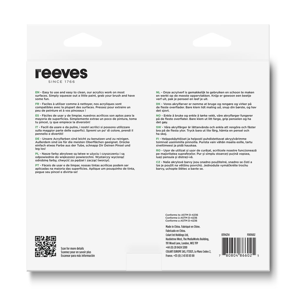 reeves Acrylic Colour 18x12ml Set