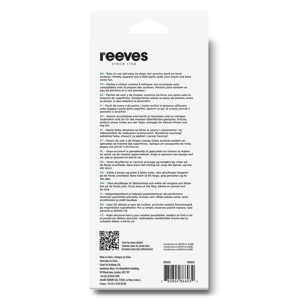 reeves Acrylic Colour 12x12ml Set
