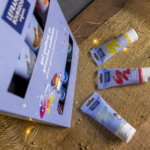 Lefranc Bourgeois Glitter Gel & Glitter Paint Set - 10x75ml 