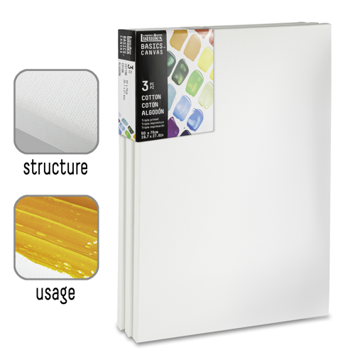 Liquitex Basics Set of 3 Cotton Canvas 50x70cm