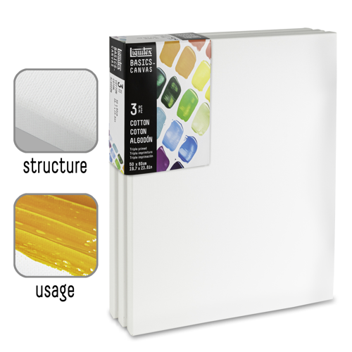 Liquitex Set of 3 Cotton Canvas 50x60cm