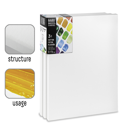 Liquitex Basics Set of 3 Cotton Canvas 40x50cm