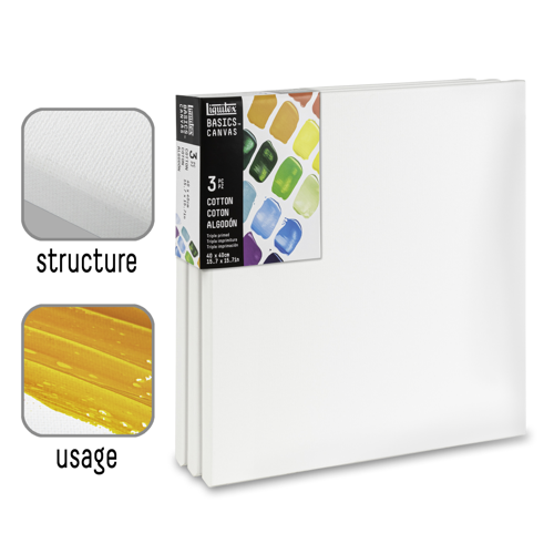 Liquitex Basics Set of 3 Cotton Canvas 40x40cm