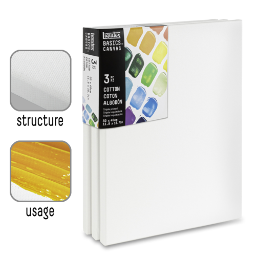 Liquitex Basics Set of 3 Cotton Canvas 30x40cm