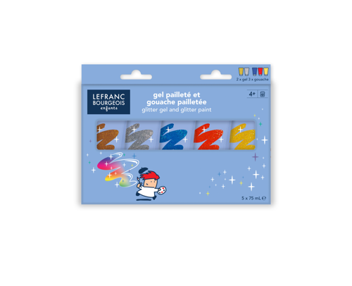 Lefranc Bourgeois Glitter Gel & Glitter Paint Set - 5x75ml 