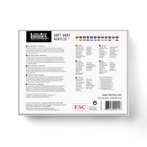 Liquitex Professional Soft Body Acrylic Set - 12x22ml - Essentials
