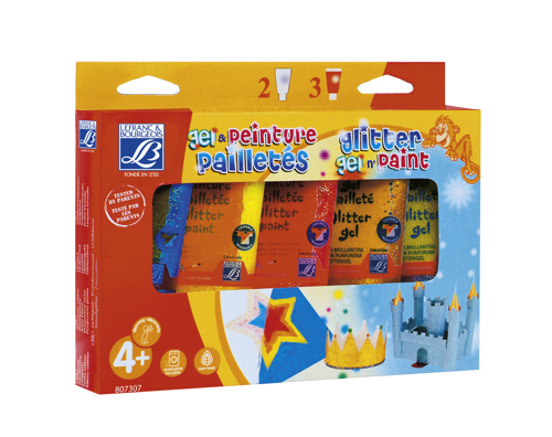Lefranc Bourgeois Glitter Gel & Glitter Paint Set - 5x75ml 