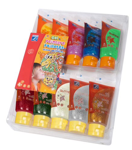 Lefranc Bourgeois Glitter Gel & Glitter Paint Set - 10x75ml 