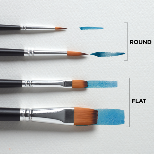 reeves Synthetic Watercolour Brush Short Handle x4 Set