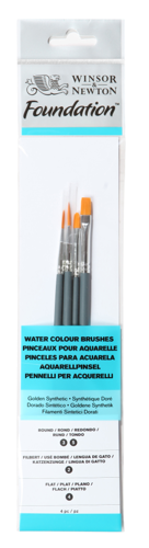 Winsor & Newton Foundation Watercolour Brush - Short Handle - 4 Pack