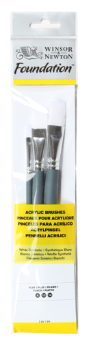 Winsor & Newton Foundation Acrylic Brush - Short Handle - 3 Pack
