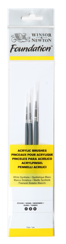 Winsor & Newton Foundation Acrylic Brush - Short Handle - 3 Pack