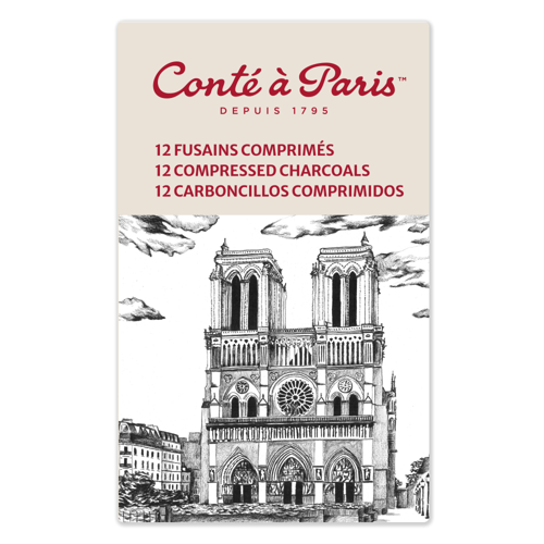 Conté à Paris Box of 12 assorted compressed charcoal