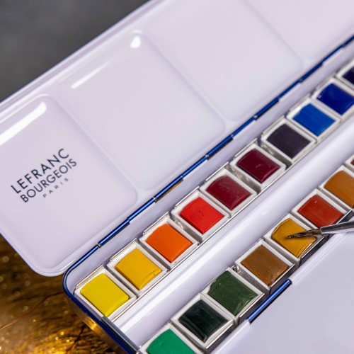 Lefranc Bourgeois Fine Watercolour Set of 24 Half Pans