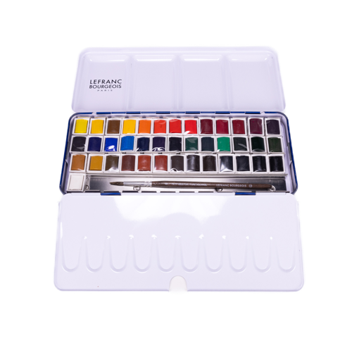 Lefranc Bourgeois Fine Watercolour Set of 40 Half Pans