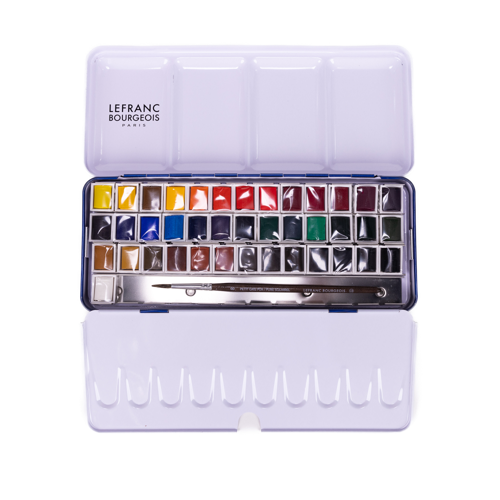 Lefranc Bourgeois Fine Watercolour Set of 40 Half Pans