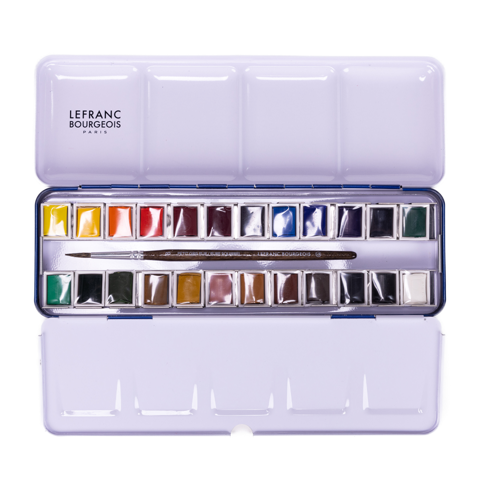Lefranc Bourgeois Fine Watercolour Set of 24 Half Pans