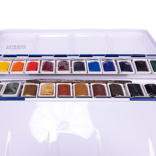 Lefranc Bourgeois Fine Watercolour Set of 24 Half Pans
