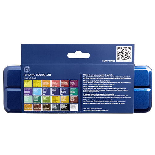 Lefranc Bourgeois Fine Watercolour Set of 24 Half Pans