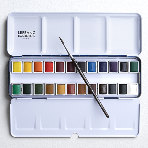 Lefranc Bourgeois Fine Watercolour Set of 24 Half Pans