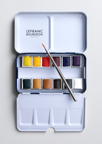 Lefranc Bourgeois Fine Watercolour Set Of 12 Half Pan