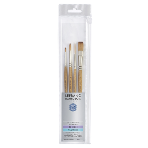 Lefranc Bourgeois Extra Fine Gouache Synthetic Brush Set - 4x Assorted Styles