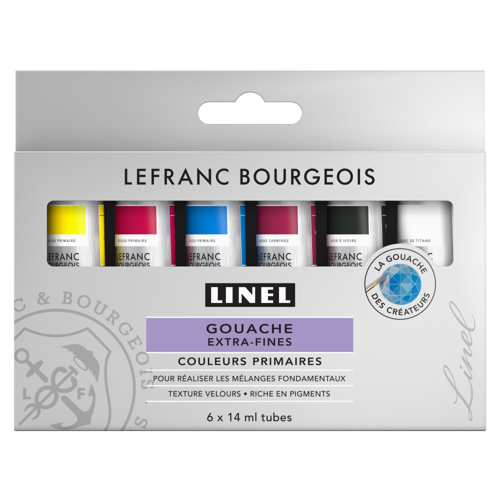 Lefranc Bourgeois Linel Extra-Fine Gouache Set - Primary Colours 6 Tubes