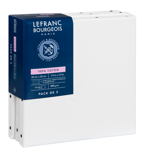 Lefranc Bourgeois Fine Cotton Canvas 3 Pack - 20x20cm